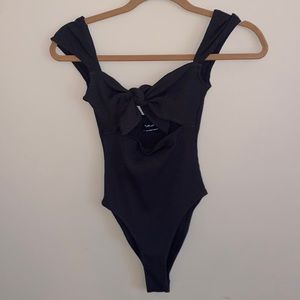 Black bodysuit with tie front